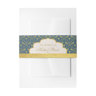 Bandeau De Faire-part Art Déco Lotus Gold Floral