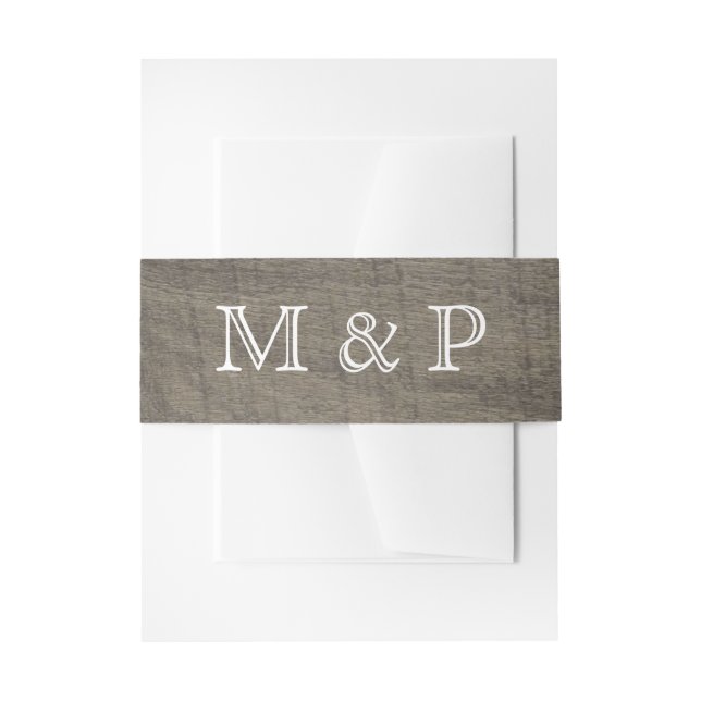 Bandeau De Faire-part Aspect en bois monogramme (Devant example)