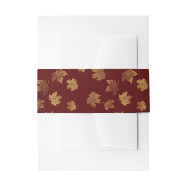 Bandeau De Faire-part Automne Bourgogne et feuille d'or (Devant example)