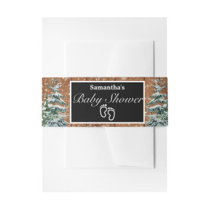 Bandeau De Faire-part Baby shower de pin de bois et de pin de neige noir