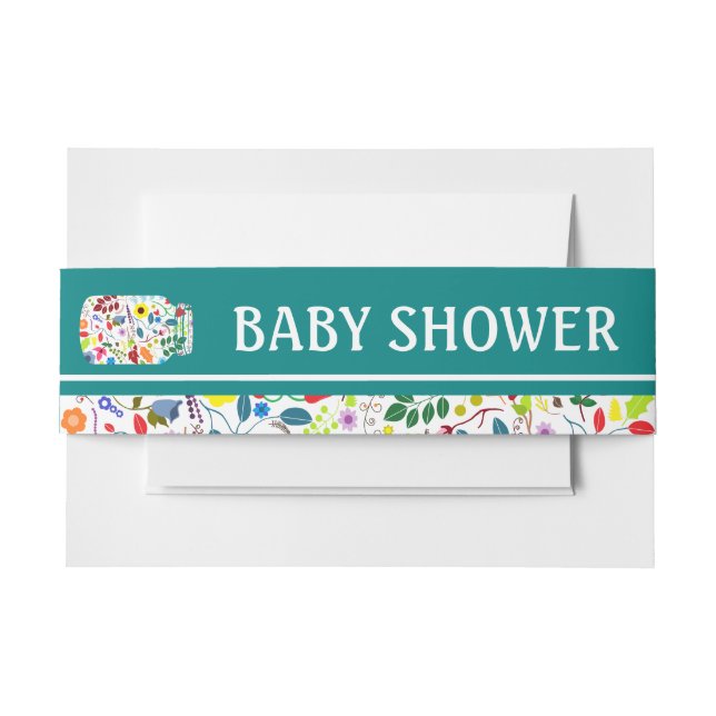Bandeau De Faire-part Baby shower Floral Mason Jar (Devant Example)