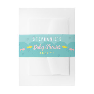 Bandeau De Faire-part Baby shower lunatique d'océan de coeurs mignons d