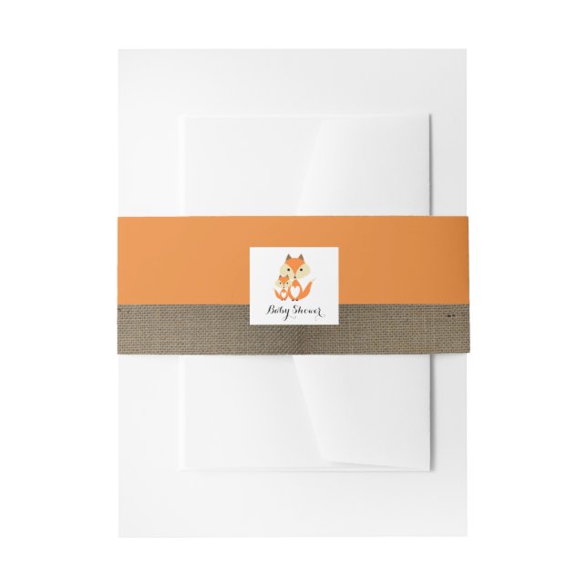 Bandeau De Faire-part Baby shower Orange Fox Burlap (Devant example)