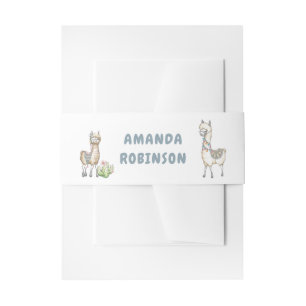 Bandeau De Faire-part Baby Shower thème aquarelle lama