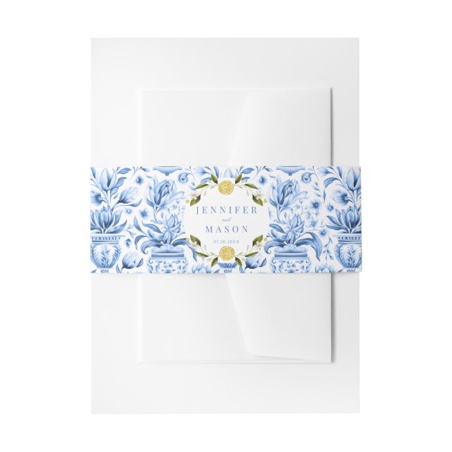 Bandeau De Faire-part Baguette bleue citron faire-part de mariage ventre (Devant example)