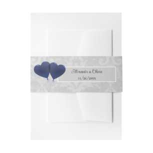 Bandeau De Faire-part Ballons de coeur bleu Invitation Bande de ventre