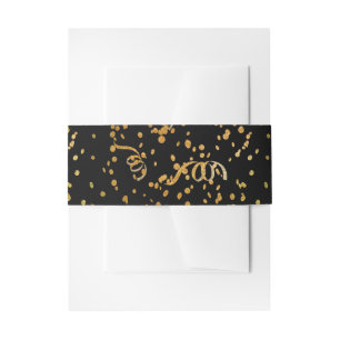 Bandeau De Faire-part Bande de Mariage Gold et Black Confetti