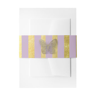 Bandeau De Faire-part Bande de ventre à papillon violet et or