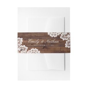 Bandeau De Faire-part Bande de ventre de mariage en dentelle vintage en