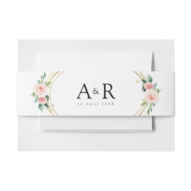 Bandeau De Faire-part bande de ventre floral rose (Devant Example)