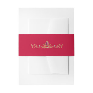 Bandeau De Faire-part Bande de ventre indienne d'origine rouge et or