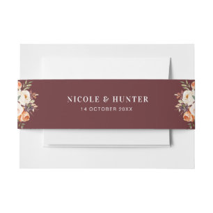 Bandeau De Faire-part Bande de ventre mariage florale d'or d'aquarelle