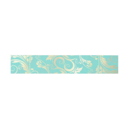 Bandeau De Faire-part Bande de ventre Mariage turquoise et Gold