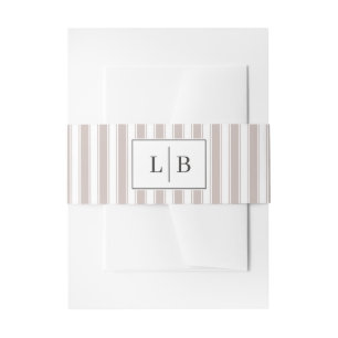 Bandeau De Faire-part Bandes beige élégantes et initiales