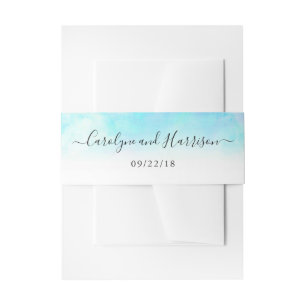 Bandeau De Faire-part Bandes de ventre Mariage d'aquarelle Ombre - Bleu