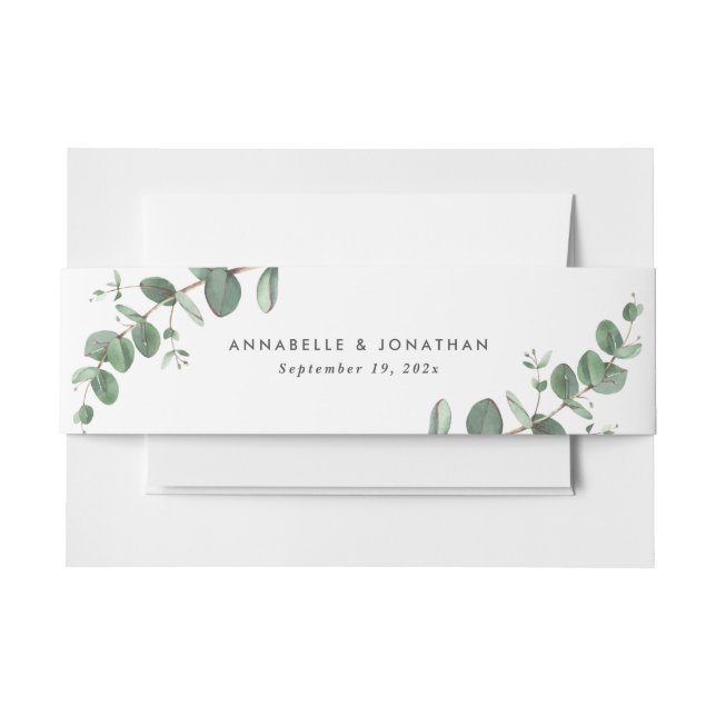 Bandeau De Faire-part Beau délicat mariage de feuillage d'eucalyptus (Devant Example)