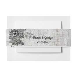 Bandeau De Faire-part Beau Mariage de Fleurs Noir & Gris