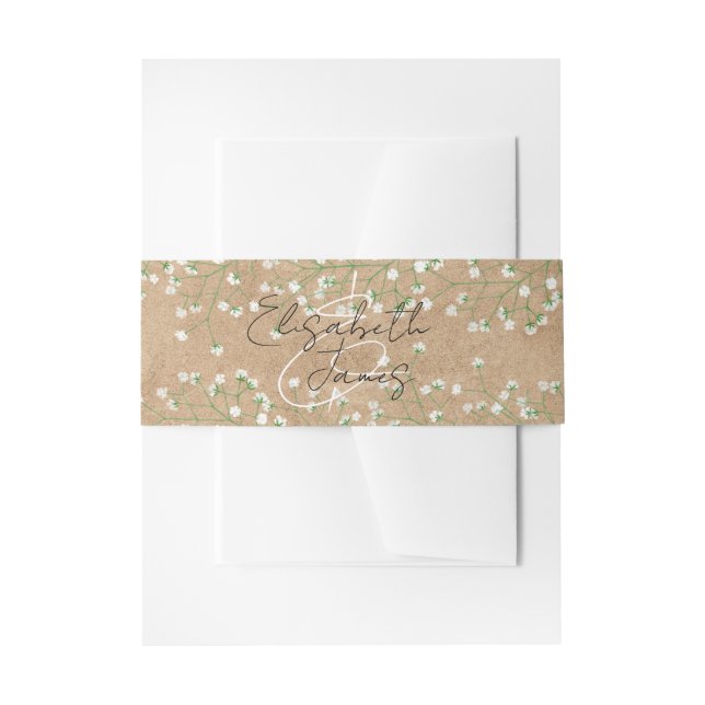 Bandeau De Faire-part Bébé's Breath White Flowers Rustic Boho Mariage (Devant example)