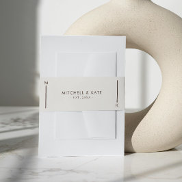 Bandeau De Faire-part Beige Brown simple ligne Mariage