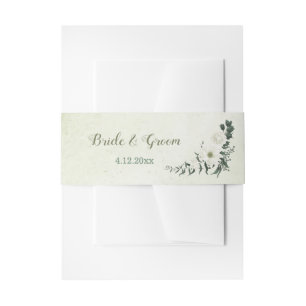Bandeau De Faire-part Belle fleurs blanches vert feuille mariage