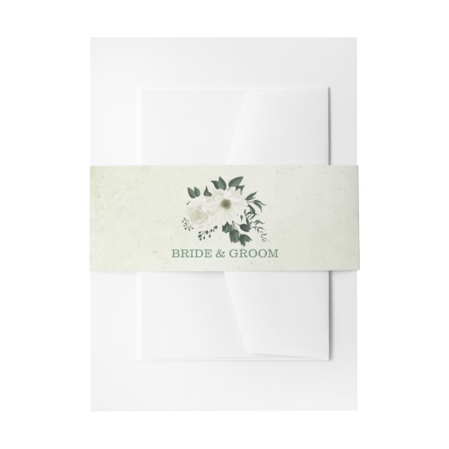 Bandeau De Faire-part Belle fleurs blanches vert feuille mariage (Devant example)