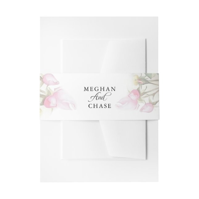 Bandeau De Faire-part Belle rose peinte Roses BarefootBride™ (Devant example)