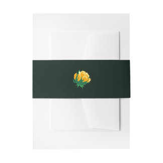 Bandeau De Faire-part Beurre élégant Camellia jaune sur vert