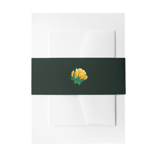 Bandeau De Faire-part Beurre élégant Camellia jaune sur vert (Devant example)