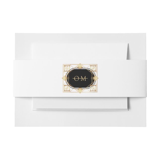 Bandeau De Faire-part Black & Gold Art Deco Geometric Wedding (Devant Example)