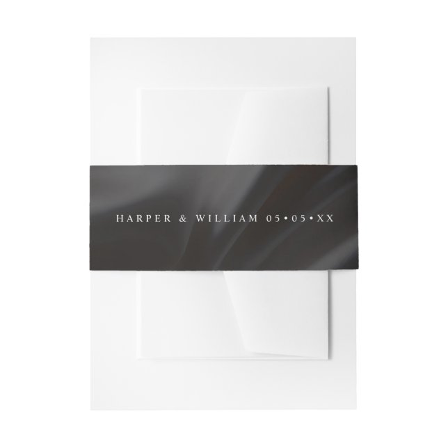 Bandeau De Faire-part Black satin wedding Invitation Belly Band (Devant example)