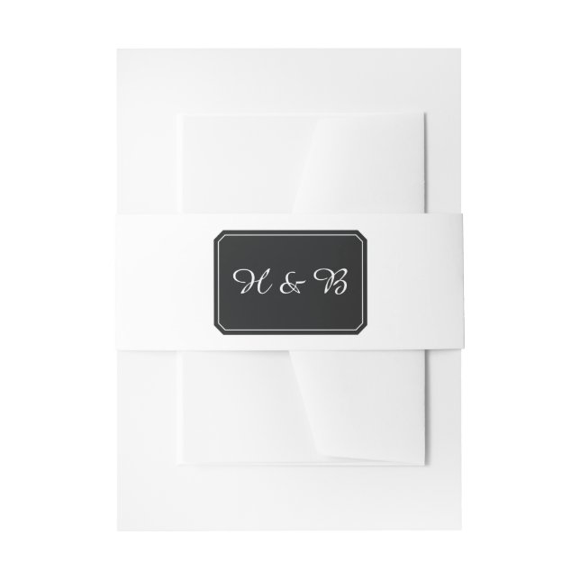 Bandeau De Faire-part Black Simply Elegant Mariage Belly Bands (Devant example)