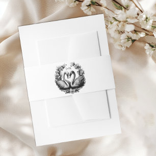 Bandeau De Faire-part Black & White Swan Mariage Belly Band Monogramme