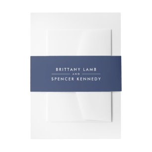 Bandeau De Faire-part Blanc élégant moderne de bleu marine de JEUNE