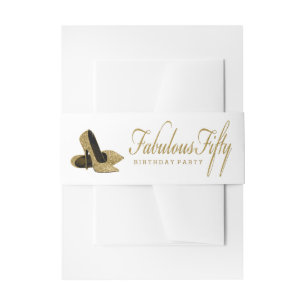 Bandeau De Faire-part Blanc et chaussure 50 fabuleux de talon haut d'or