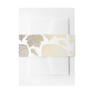 Bandeau De Faire-part blanc et épouser de feuille de chute d'or