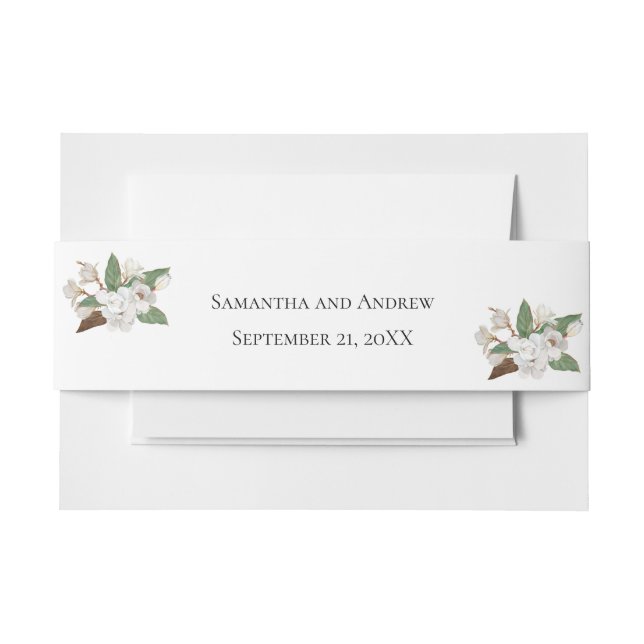 Bandeau De Faire-part Blanc Magnolia Floral Mariage classique (Devant Example)