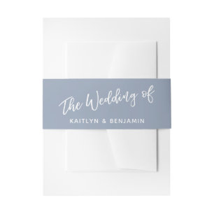 Bandeau De Faire-part Blanc sur bleu Dusty L'Mariage de