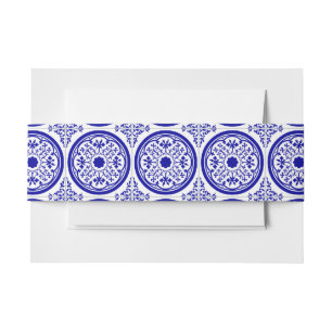 Bandeau De Faire-part Bleu blanc Motif carrelage gothique
