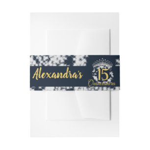 Bandeau De Faire-part Bleu bleu Argent Rose papillons Quinceanera