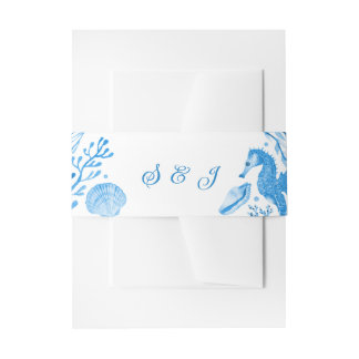 Bandeau De Faire-part Bleu Bleuet Élégant Aquarelle Côtière
