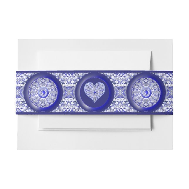 Bandeau De Faire-part Bleu de dentelle en céramique de Grèce (Devant Example)