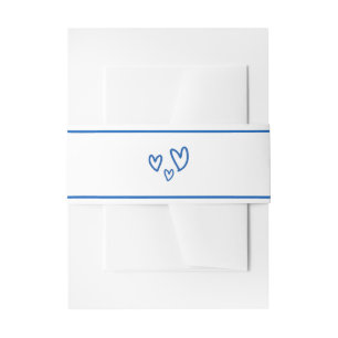 Bandeau De Faire-part Bleu dessiné ensemble Coeurs Mariage