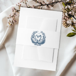 Bandeau De Faire-part Bleu Dusty Mariage Belly Band Monogram Crest