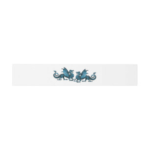 Bandeau De Faire-part Bleu Elegant Dragons Mariage Belly Bandes