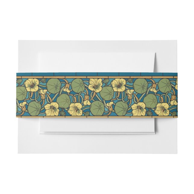 Bandeau De Faire-part Bleu jaune Nasturtium Fleur Nouveau Motif (Devant Example)