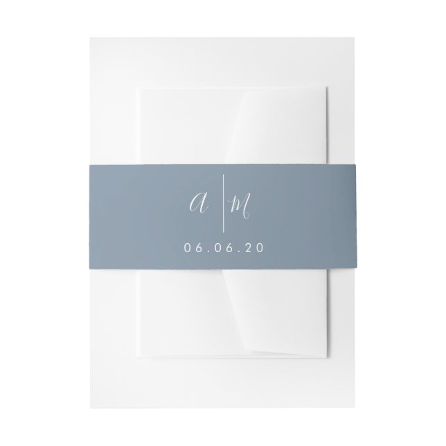 Bandeau De Faire-part Blue Belly Band, Monogramme modifiable (Devant example)