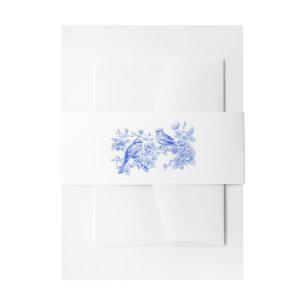 Bandeau De Faire-part Blue Chinoiserie Inséparables Vintages Mariage