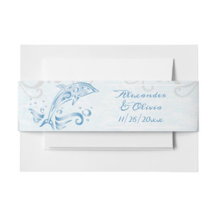 Bandeau De Faire-part Blue Dolphin Wedding Inviter Belly Band