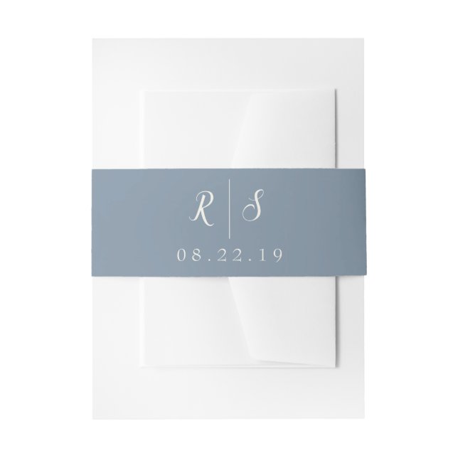 Bandeau De Faire-part Blue Grey Belly Band, Monogramme modifiable (Devant example)