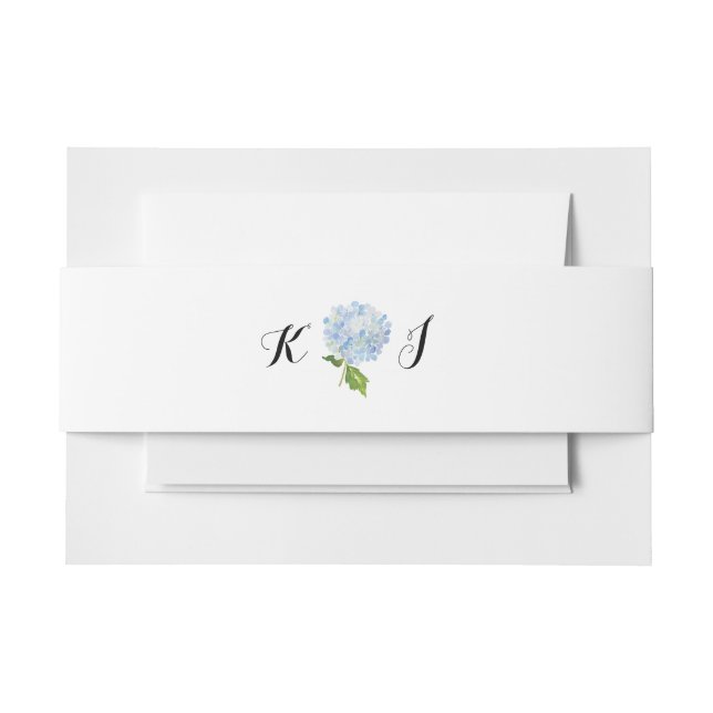 Bandeau De Faire-part Blue Hydrangea InitialWeddin Invitation Belly Band (Devant Example)